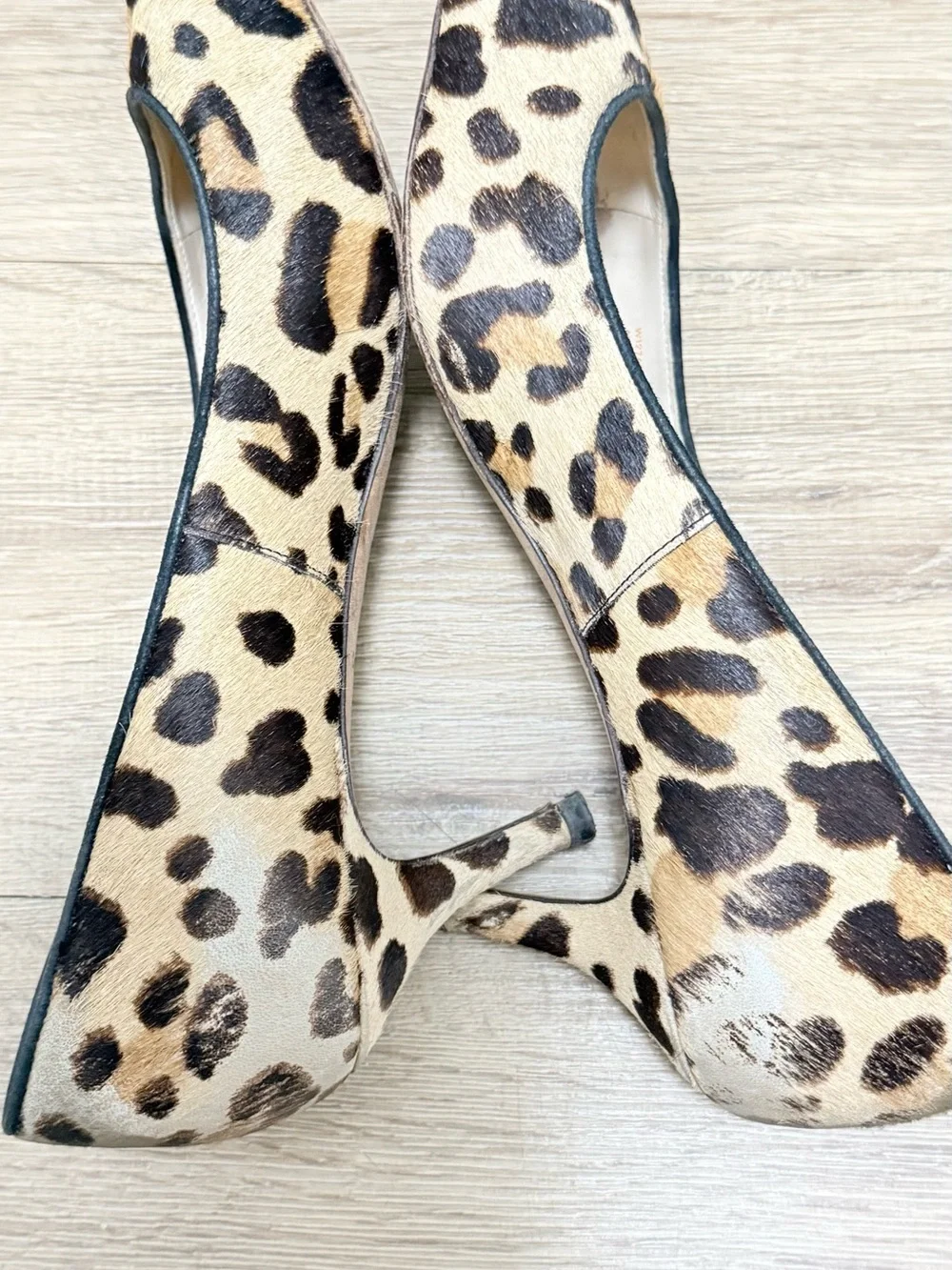 Cole Haan Leopard Haircalf Pointed Toe Flats - Tan & Black